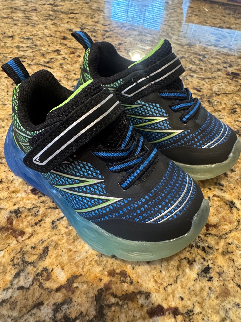 Kids Blue & Green Light-Up Athletic Sneakers